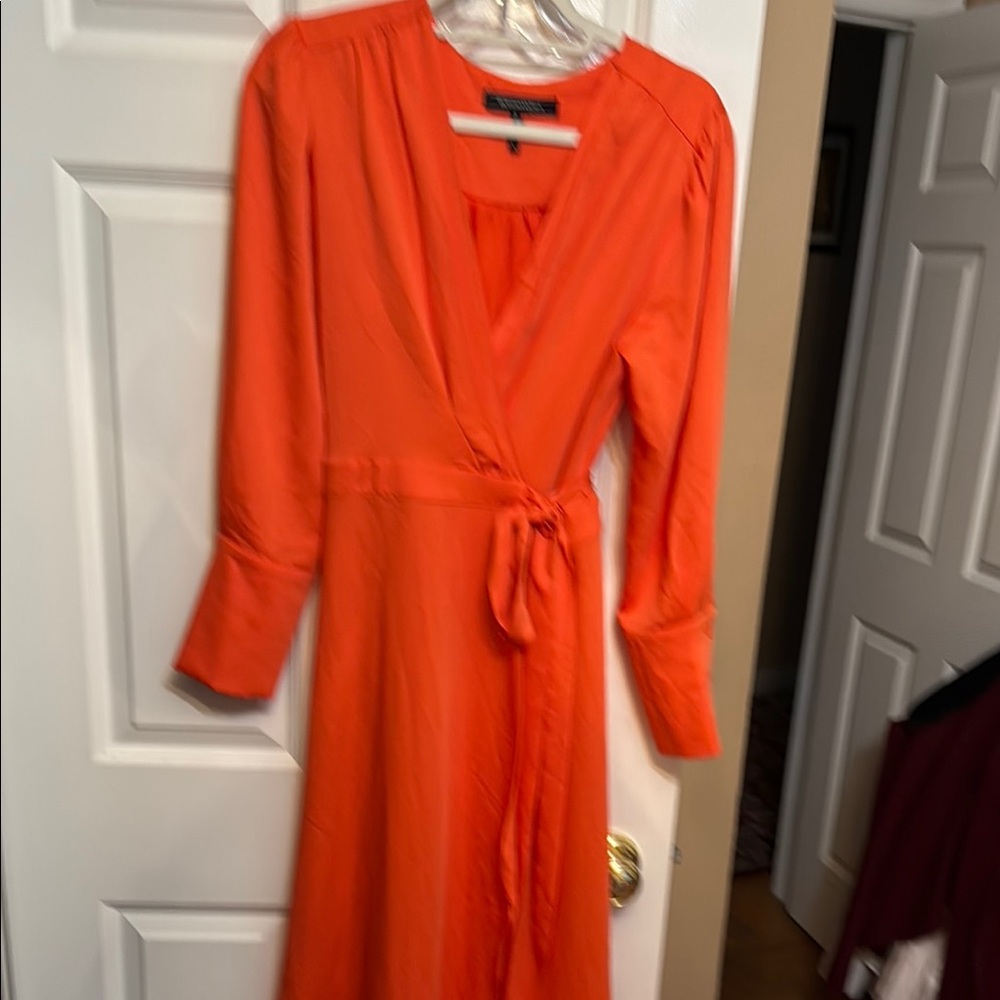 Elegant Orange Wrap Dress